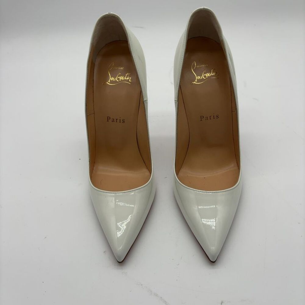 Christian Louboutin White Patent Pointed-Toe Pumps